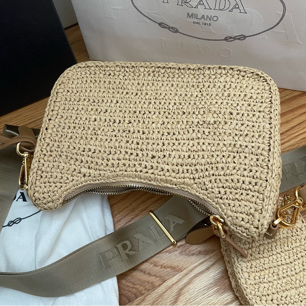 Yarn Raffia Effect Crochet Re-Edition 2005 Shoulder Bag Naturale - Picture 10 of 11